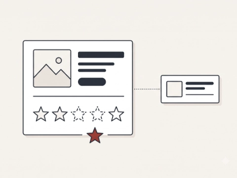 Shopify product page with a missing review star rating and a search result without stars