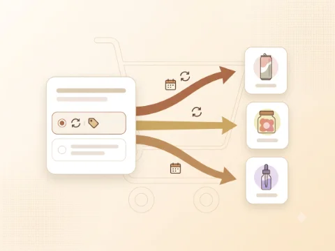 Abstract Shopify Skio rollout plan board for subscription product lines